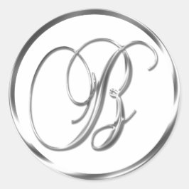 B Monogramm Imitate Silberumschlag oder Gutes Sieg Runder Aufkleber