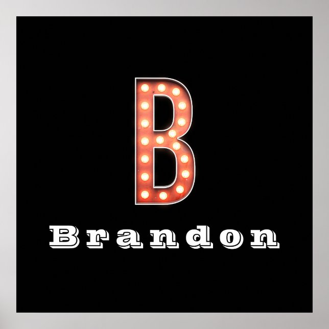 B Monogramm Leuchtbuchstabe Personalized Poster (Vorne)