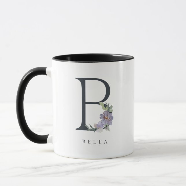 B Monogramm Lila Farbe Tasse (Links)