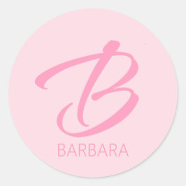 B Monogramm Personalisiert rosa Runder Aufkleber