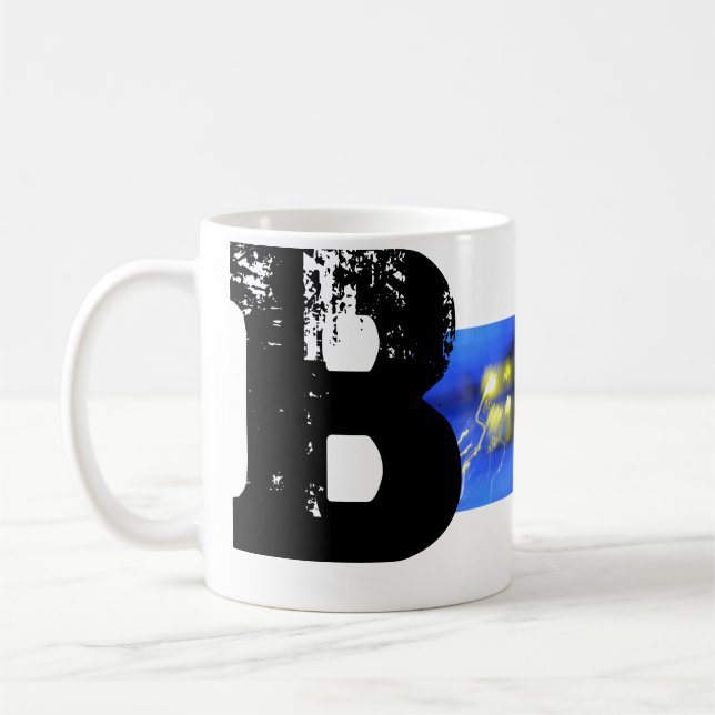 B-Monogramm-typografische coole Spaß-Tasse Kaffeetasse (Links)