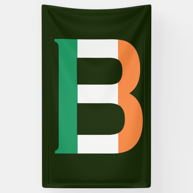 B Monogramm überlagert auf irischer Flagge (v) Banner (Vertikal)