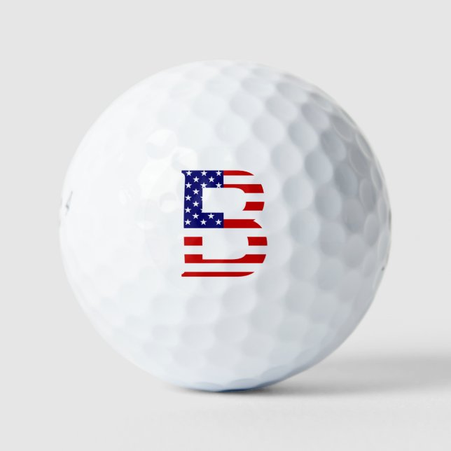 B Monogramm überlagert auf US-Flagge sein6 gbcnt Golfball (Vorderseite)