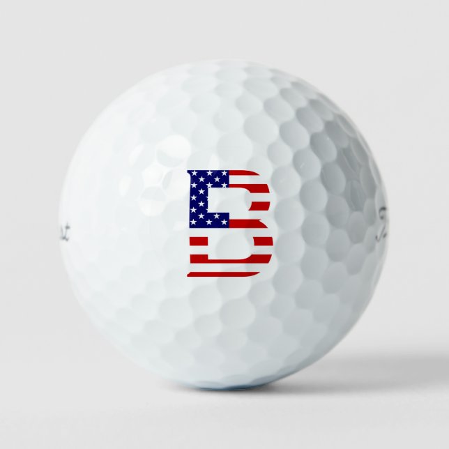 B Monogramm überlagert auf US-Flagge tpv1 gbcnt Golfball (Vorderseite)