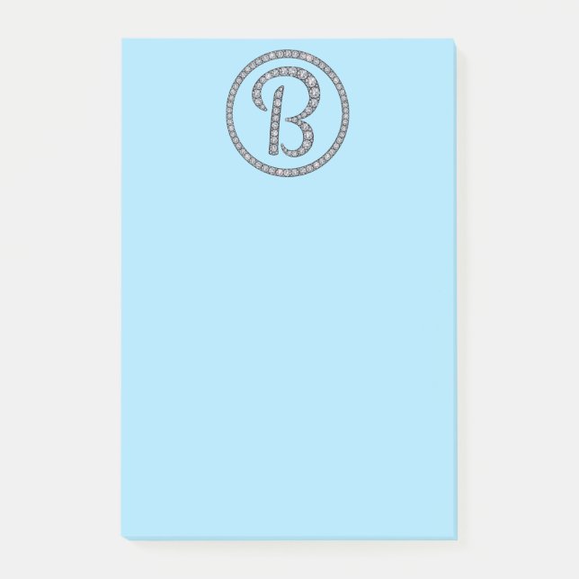 B Monogramme anneau d'argent Bloc-notes post-it (Devant)