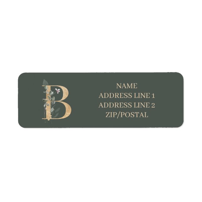 B Monogramme Floral Étiquette personnalisé (Devant)