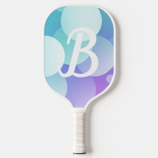 B Name Pickleball Paddle Lila Blue Buble Modern