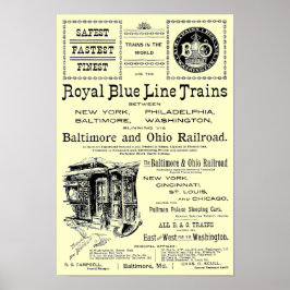 B+O Royal Blue Line Züge 1910 Poster