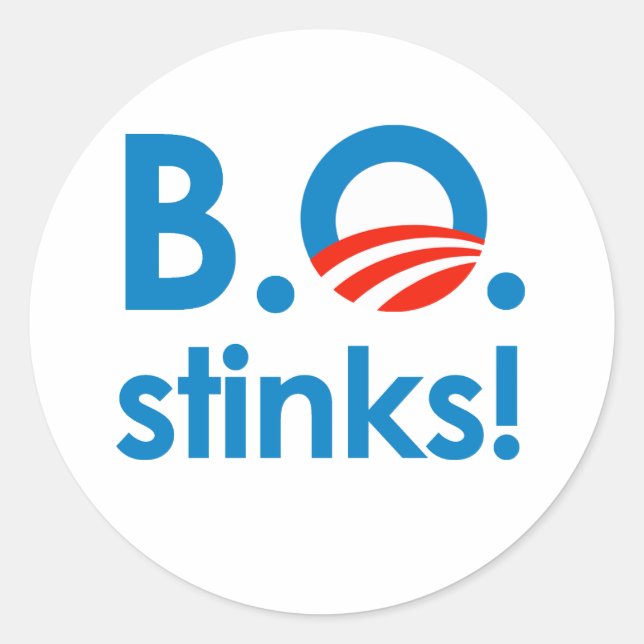B.O. Stinks / Anti-Obama Runder Aufkleber (Vorderseite)