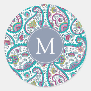B Persian Boteh Paisley Pattern Monogram Sticker