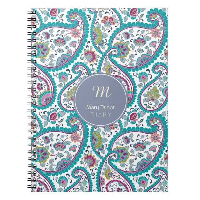 B Persian Boteley Pattern Monogram Diary N Notizblock (Vorderseite)