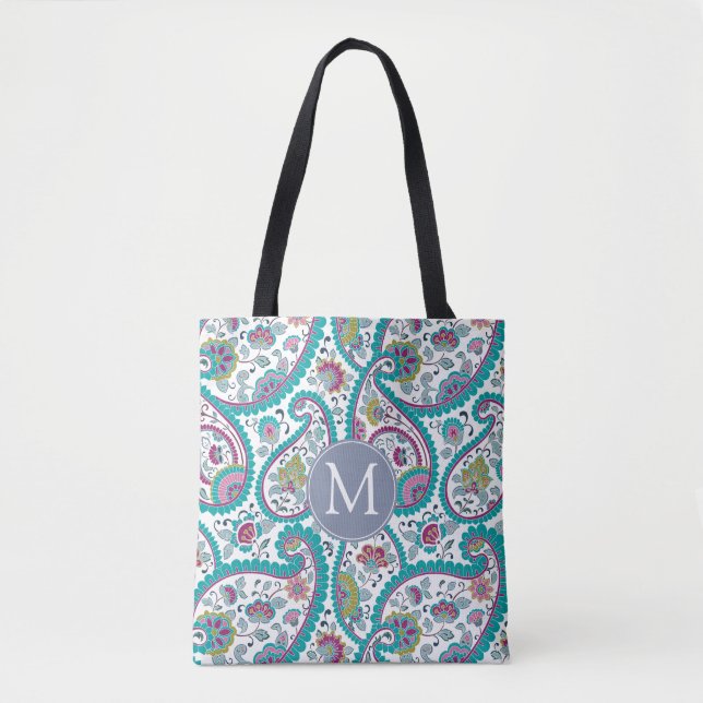 B Persian Boteley Pattern Monogram Tote Bag Tasche (Vorderseite)