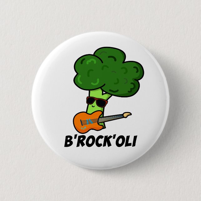 B-Rock-Oli Funny Rocker Broccoli Pun Button (Vorderseite)
