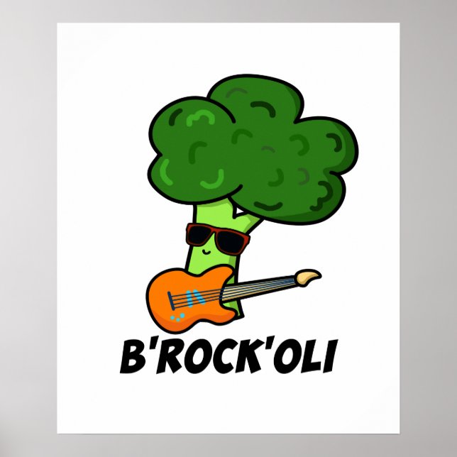 B-Rock-Oli Funny Rocker Broccoli Pun Poster (Vorne)