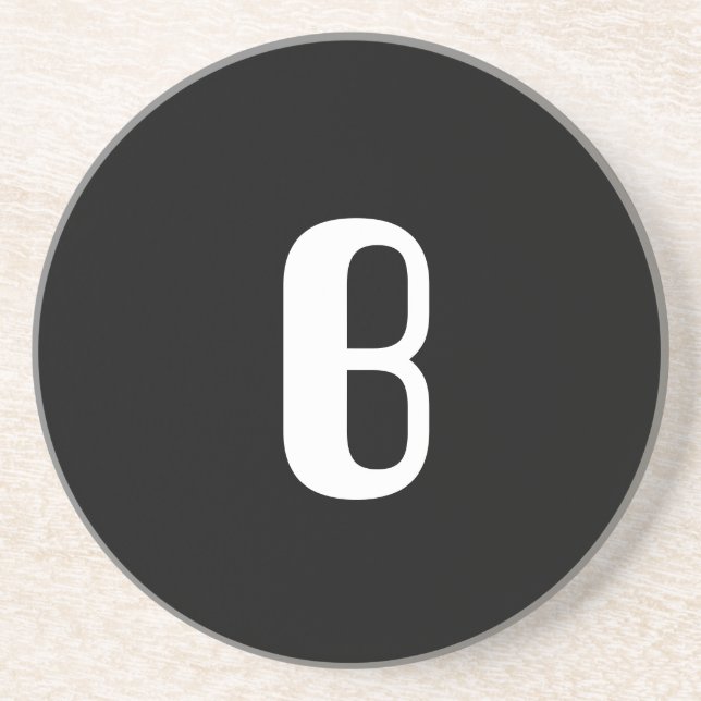 "B-", Rotes u. weißesKaromonogramm auf Weiß Untersetzer (Vorne)