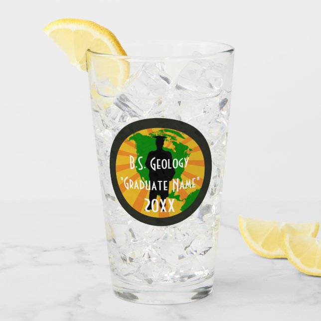 B.S. Geology Abschluss Logo (Male Graduate) Glas (Vorderseite Ice)