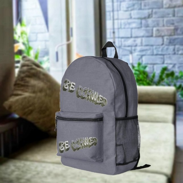 B Schooled Gray-Wht Bedruckter Rucksack (You know where your priorities are, when you carry this backpack!)