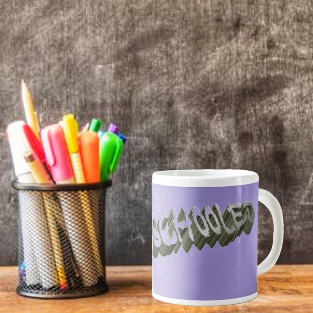 B Schooled Gray-Wht Jumbo-Tasse (The perfect, coffee Mug for teachers, and other staff workers!)