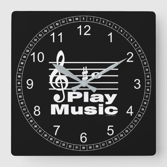 B Sharp Musical Notation Quadratische Wanduhr (Vorderseite)