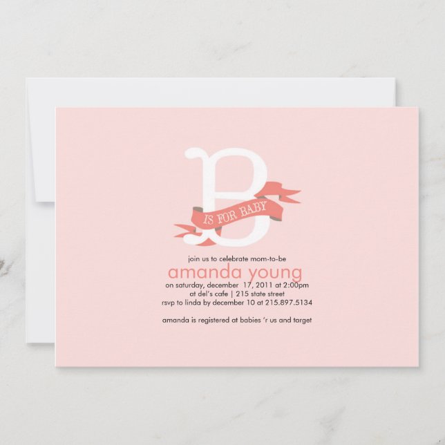 B si pour le bébé - invitation de baby shower (Devant)