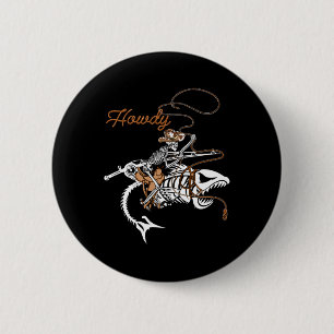 B Skeleton Howdy Lazy Halloween Costume Co Button