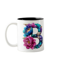 B Tasse für Kaffee - Blumendesign
