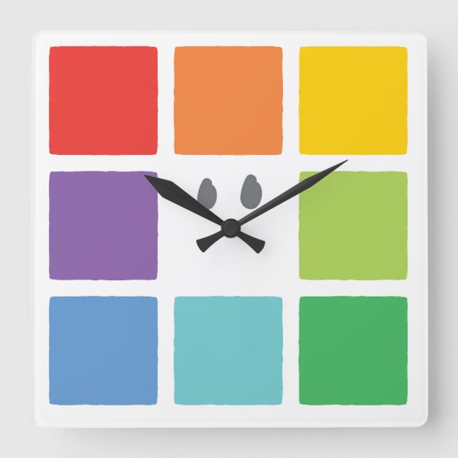 B. Tasten Square Clock Quadratische Wanduhr (Vorderseite)