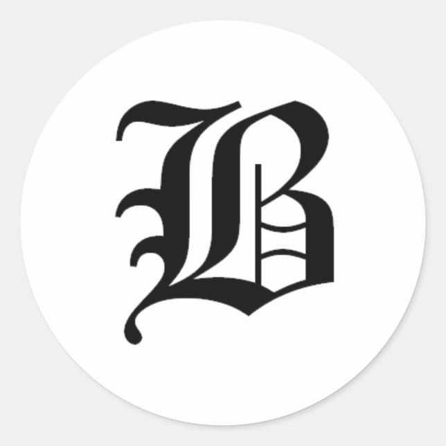 B-Text Altes Englisch Runder Aufkleber (Vorderseite)
