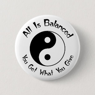 B u. w-Balance Yin Yang Knopf Button