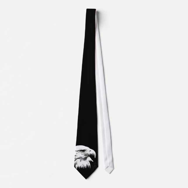 B&W American Bald Eagle Neck Tie Krawatte (Vorderseite)