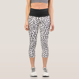 B&W Animal Print Sherpa Blanket Capri Leggings