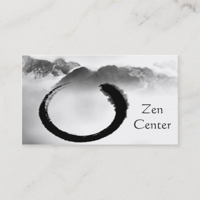 B&W Aquarell-ruhiger GebirgsZen Enso Visitenkarte (Vorderseite)