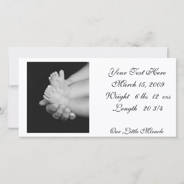 B&W Babys Feet Foto Card Ankündigung (Vorderseite)