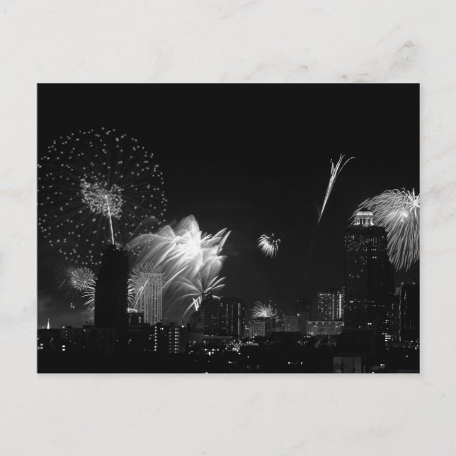 B&W Bangkok Feuerwerk Postkarte (Vorderseite)