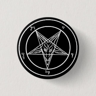 B/W Baphomet Pentagram Sigil 1,25" hinterer Knopf Button