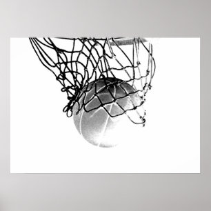 B&W Basketball Ball Print Poster
