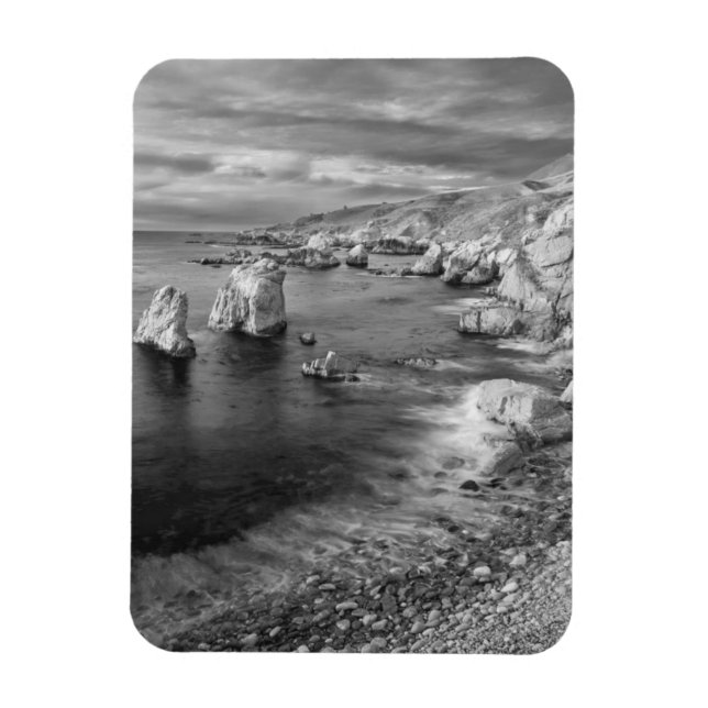 B&W Beach Coast, Kalifornien Magnet (Vertikal)