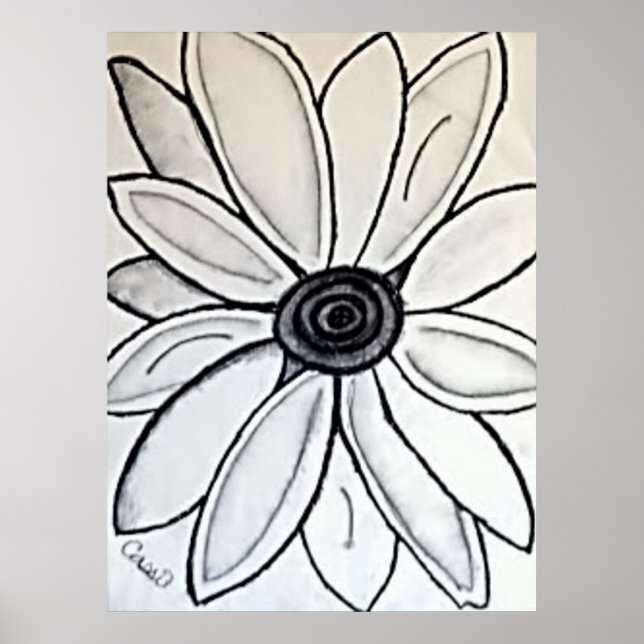 B&W-Blume Poster (Vorne)