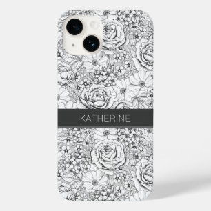 B&W Blumengarten Rose Muster Case-Mate iPhone 14 Hülle