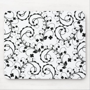b&w Blumenmuster Mousepad