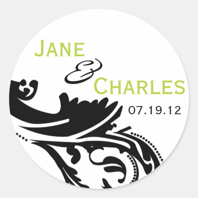 B&W Bride und Groom Graphic Sticker (Vorderseite)