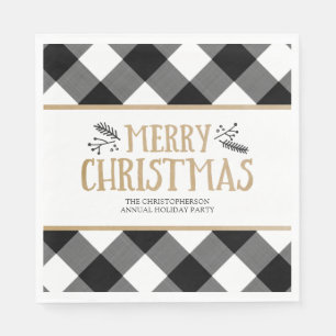B&W Buffalo Karo Brown Kraft Frohe Weihnachten Serviette