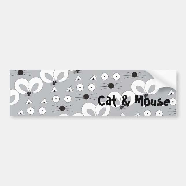 B&W Cat & Mouse Autoaufkleber (Vorne)