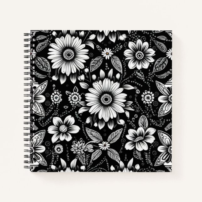 B&W Daisy Dose Notizbuch (Vorderseite)