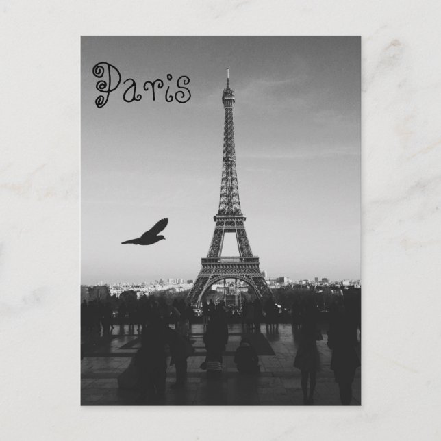 B&W Eiffel Tower Postkarte (Vorderseite)