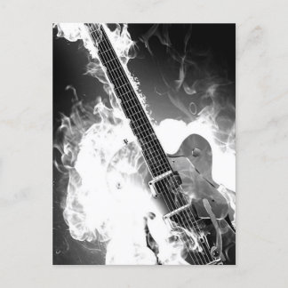 B&W Flaming Guitar Postkarte