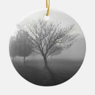 B&W Foggy Morning Sunrise Keramikornament