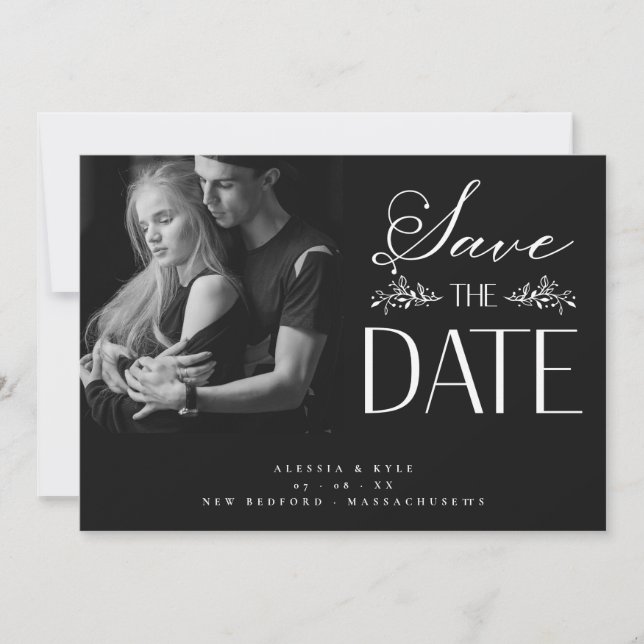 B&W Foto Couple Wedding Elegantes Botanisches Ambi (Vorderseite)