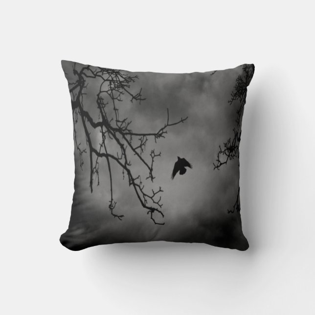 B&W Foto-Vogel, der #1-Pillow fliegt Kissen (Vorderseite)