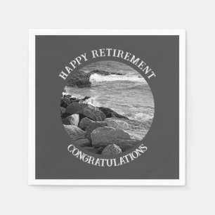 B & W Fotografie des Wavy Ocean Retirement Party Serviette